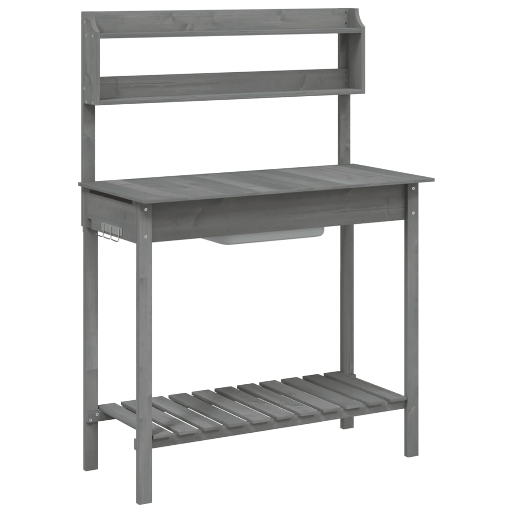 Pflanztisch mit Waschbecken Grau 147,5x44x139,5 cm Massivholz Tanne