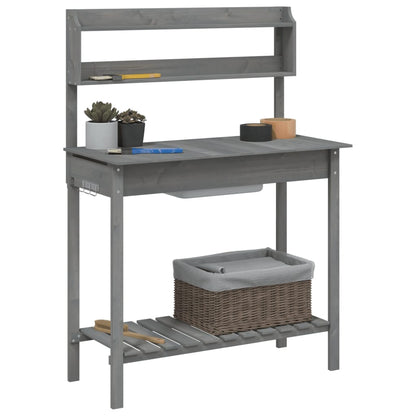 Pflanztisch mit Waschbecken Grau 147,5x44x139,5 cm Massivholz Tanne