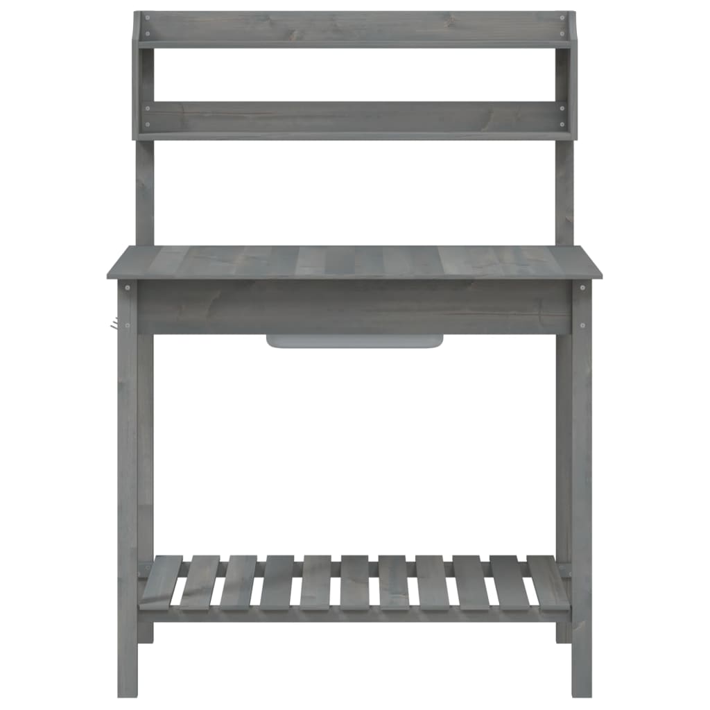 Pflanztisch mit Waschbecken Grau 147,5x44x139,5 cm Massivholz Tanne