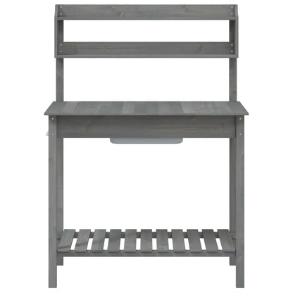 Pflanztisch mit Waschbecken Grau 147,5x44x139,5 cm Massivholz Tanne