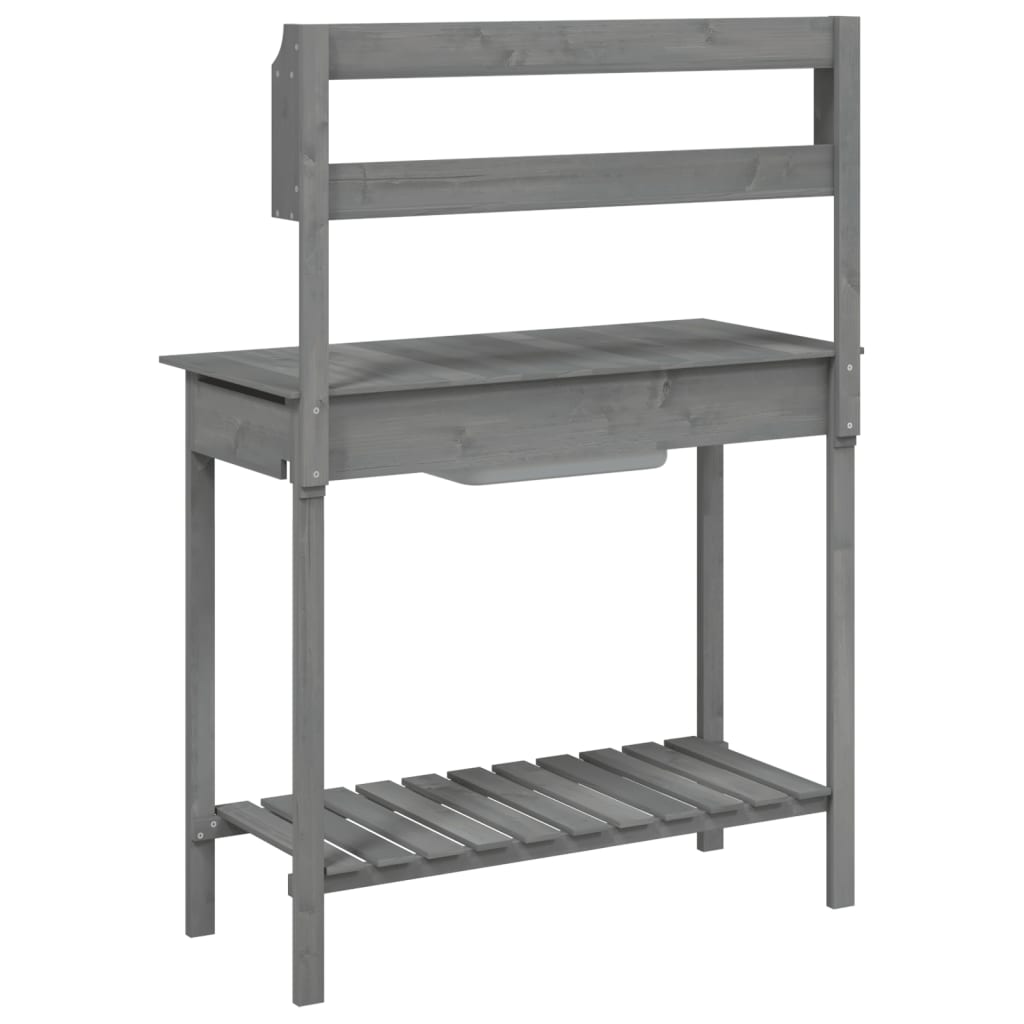 Pflanztisch mit Waschbecken Grau 147,5x44x139,5 cm Massivholz Tanne