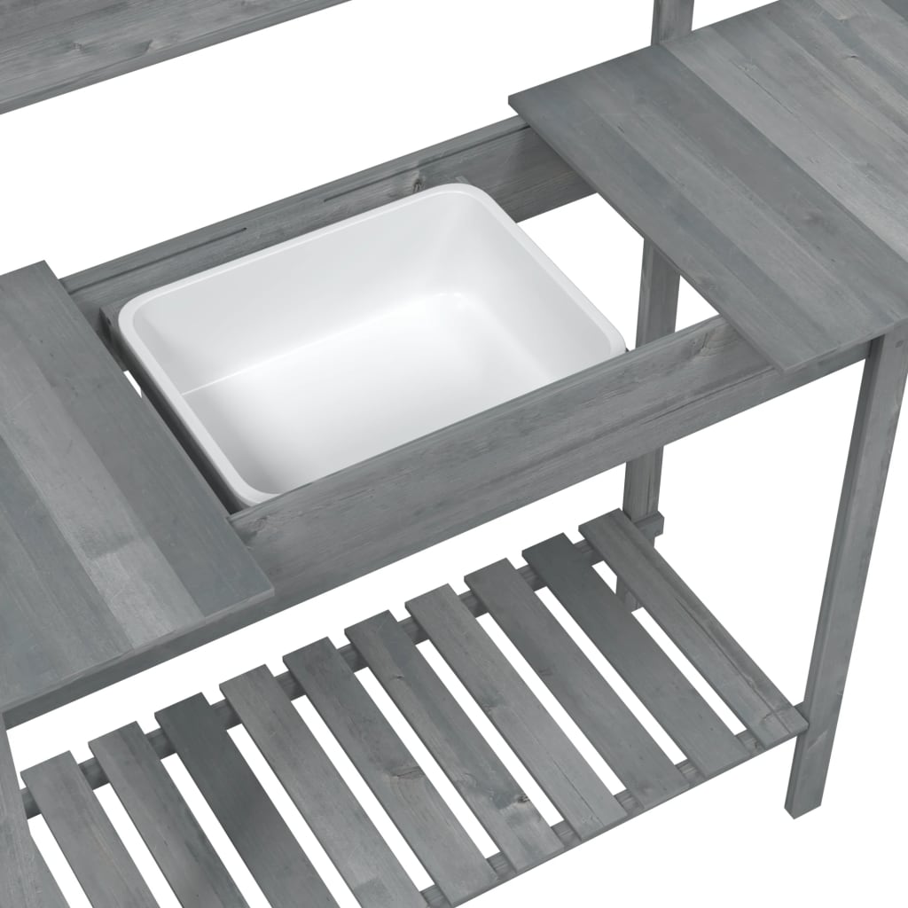 Pflanztisch mit Waschbecken Grau 147,5x44x139,5 cm Massivholz Tanne