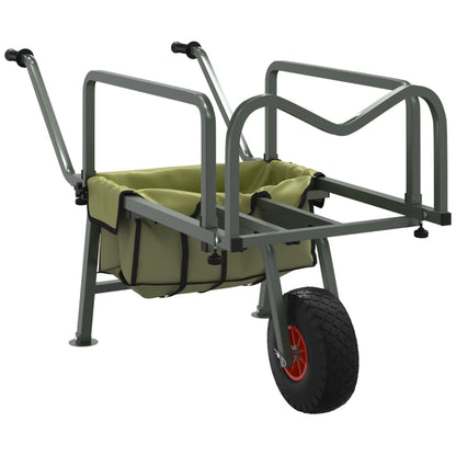 Green fishing trolley, folding fishing rod transport trolley, camping trolley