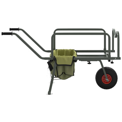 Green fishing trolley, folding fishing rod transport trolley, camping trolley