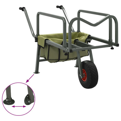 Green fishing trolley, folding fishing rod transport trolley, camping trolley