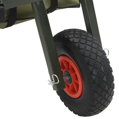 Green fishing trolley, folding fishing rod transport trolley, camping trolley