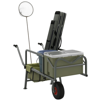 Green fishing trolley, folding fishing rod transport trolley, camping trolley