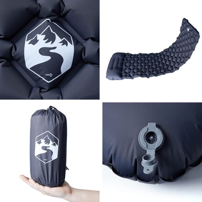 vidaXL Inflatable Sleeping Mat with Pillow Grey