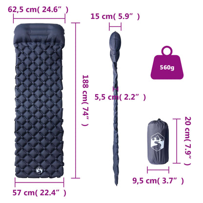 vidaXL Inflatable Sleeping Mat with Pillow Grey
