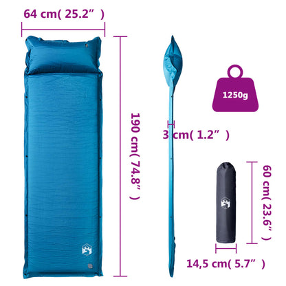 vidaXL Self-Inflating Sleeping Mat with Pillow, Turquoise