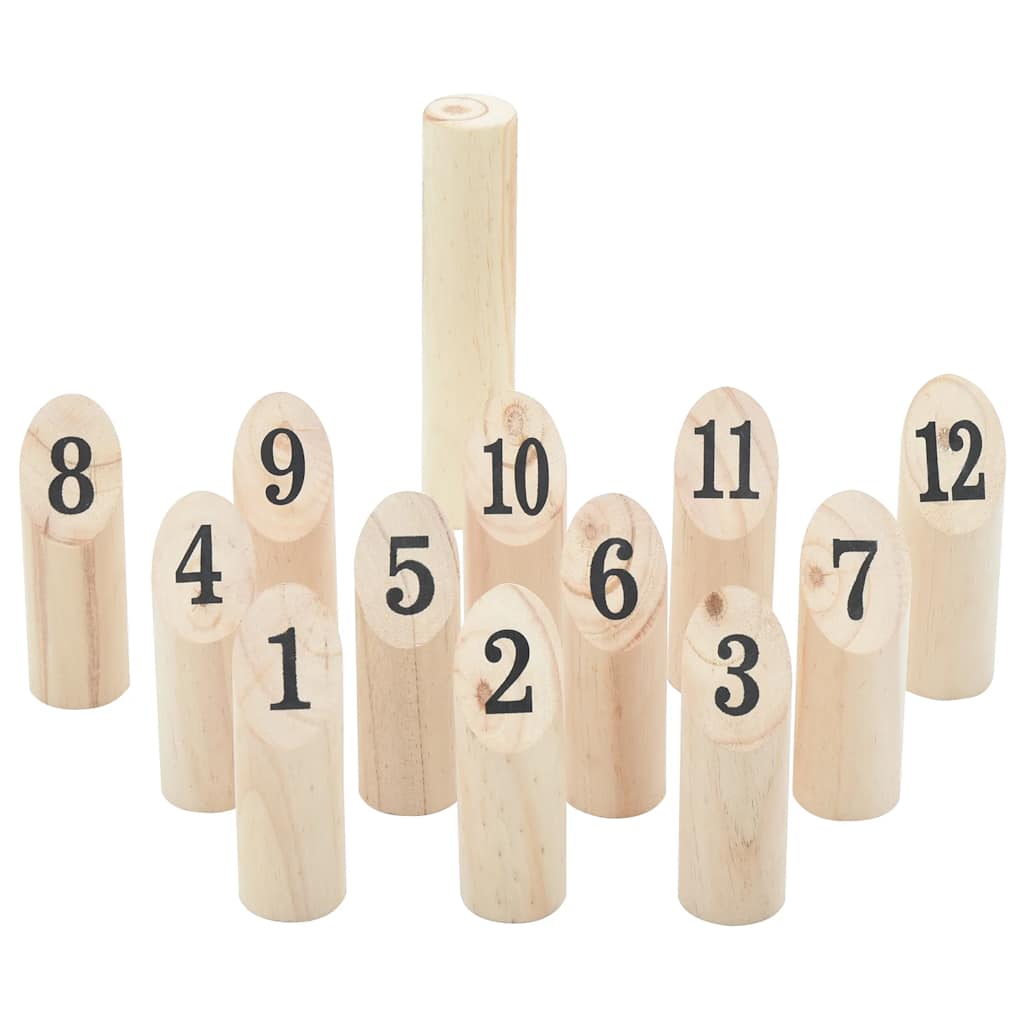 Kubb-Spielset 13tlg. mit Tragetasche Massivholz Kiefer Wurfspiel aus Holz
