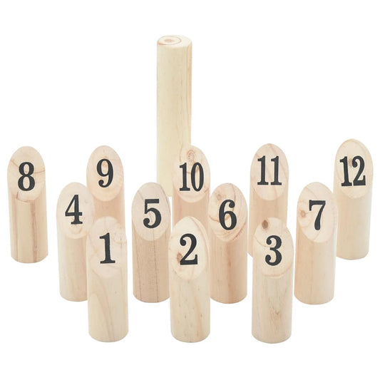 Kubb-Spielset 13tlg. mit Tragetasche Massivholz Kiefer Wurfspiel aus Holz