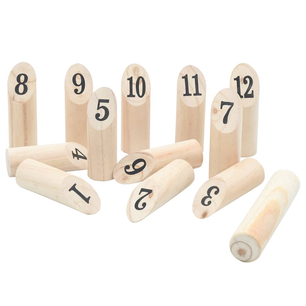 Kubb-Spielset 13tlg. mit Tragetasche Massivholz Kiefer Wurfspiel aus Holz