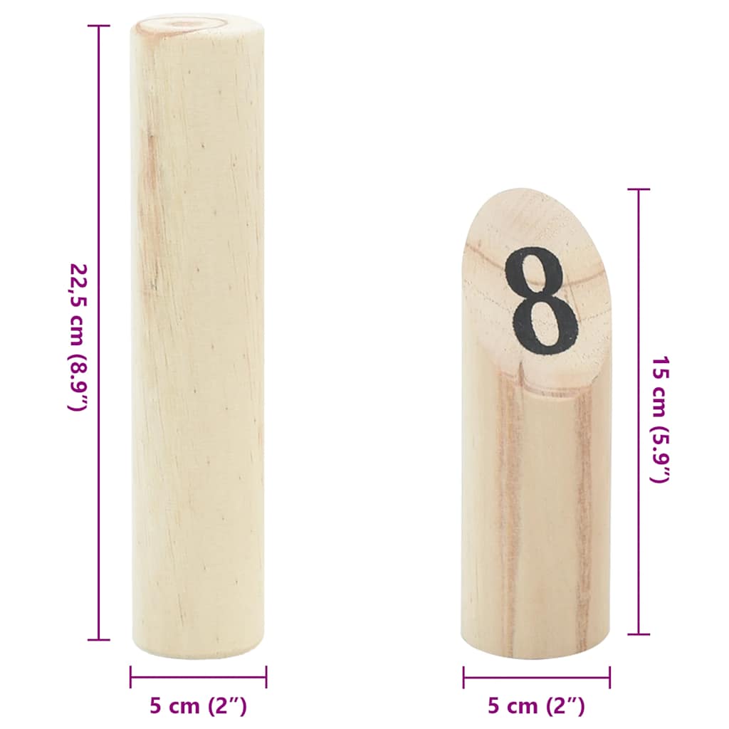 Kubb-Spielset 13tlg. mit Tragetasche Massivholz Kiefer Wurfspiel aus Holz