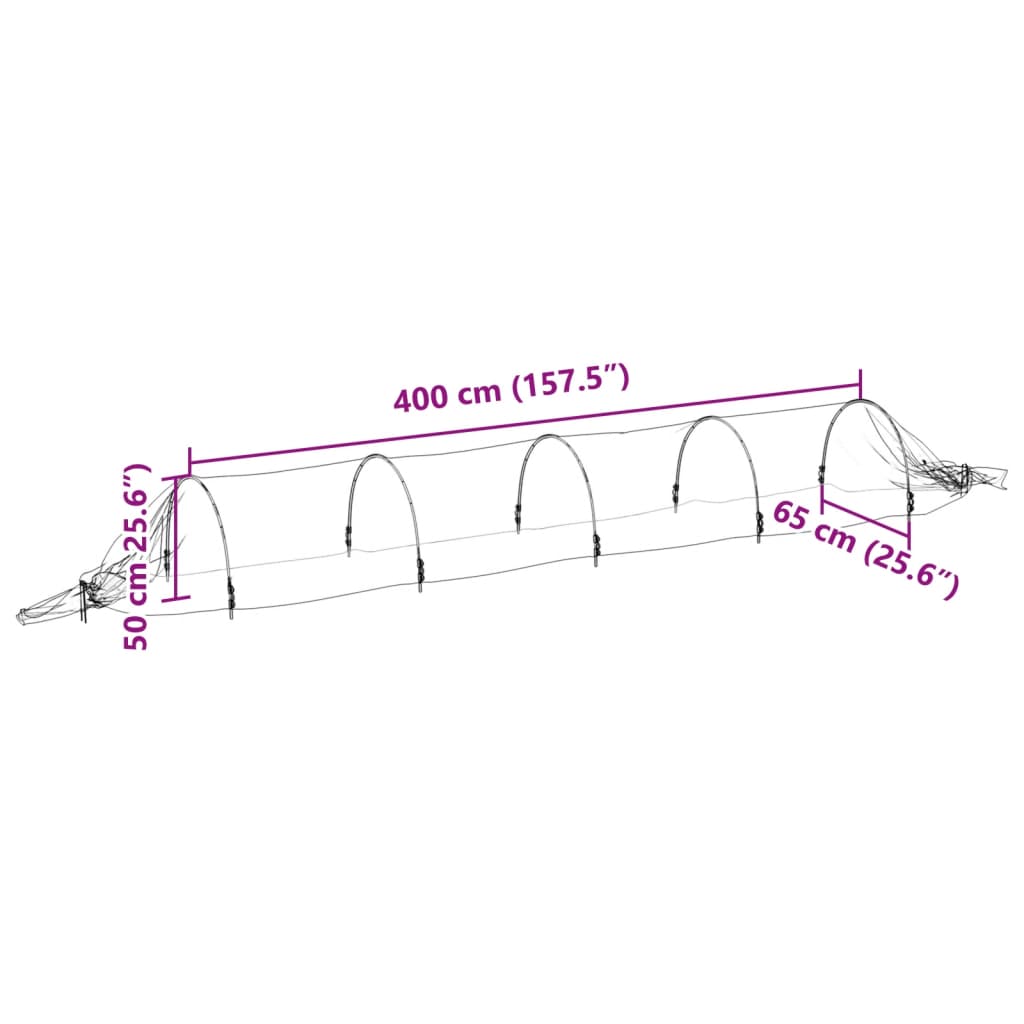 vidaXL Net Tunnel 4 pcs. 1.5x5 m Fiberglass and PP