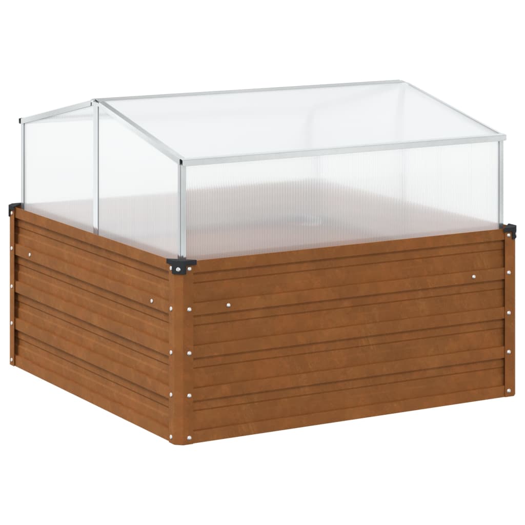 vidaXL Raised Bed with Greenhouse Attachment Corten Steel