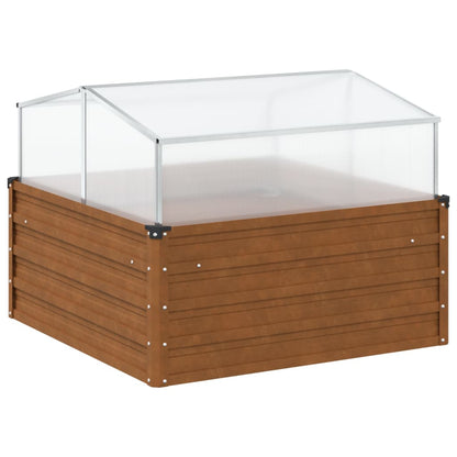 vidaXL Raised Bed with Greenhouse Attachment Corten Steel