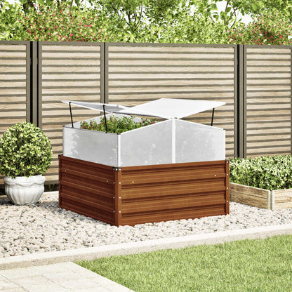 vidaXL Raised Bed with Greenhouse Attachment Corten Steel