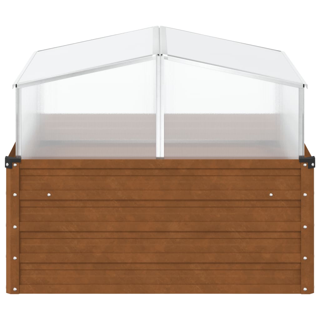 vidaXL Raised Bed with Greenhouse Attachment Corten Steel