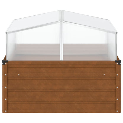 vidaXL Raised Bed with Greenhouse Attachment Corten Steel