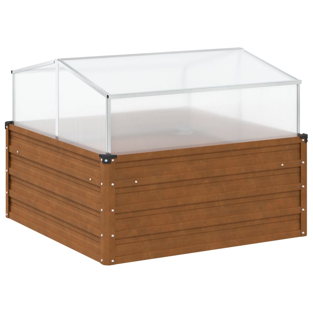 vidaXL Raised Bed with Greenhouse Attachment Corten Steel