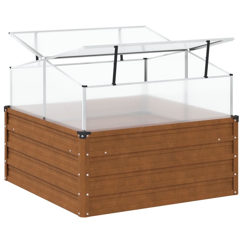 vidaXL Raised Bed with Greenhouse Attachment Corten Steel