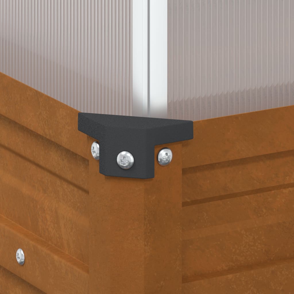 vidaXL Raised Bed with Greenhouse Attachment Corten Steel