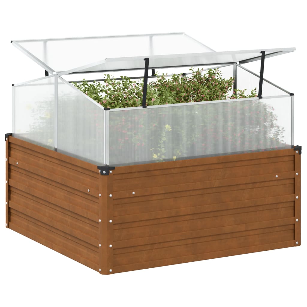 vidaXL Raised Bed with Greenhouse Attachment Corten Steel