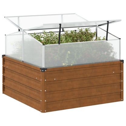 vidaXL Raised Bed with Greenhouse Attachment Corten Steel