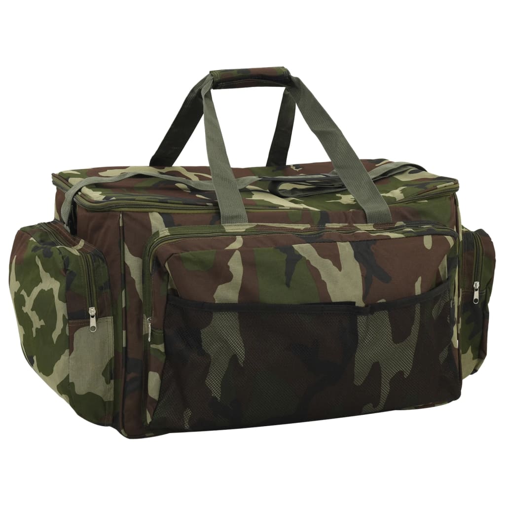 vidaXL Angeltasche Angeltasche wasserdicht isoliert tarnfleck 57x35x34 cm Anglertasche FischertascheGrüne Tarnfarben Oxford-Gewebe