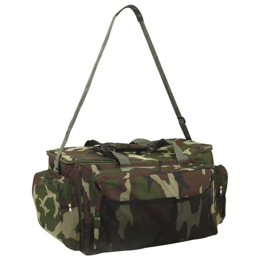 vidaXL Angeltasche Angeltasche wasserdicht isoliert tarnfleck 57x35x34 cm Anglertasche FischertascheGrüne Tarnfarben Oxford-Gewebe