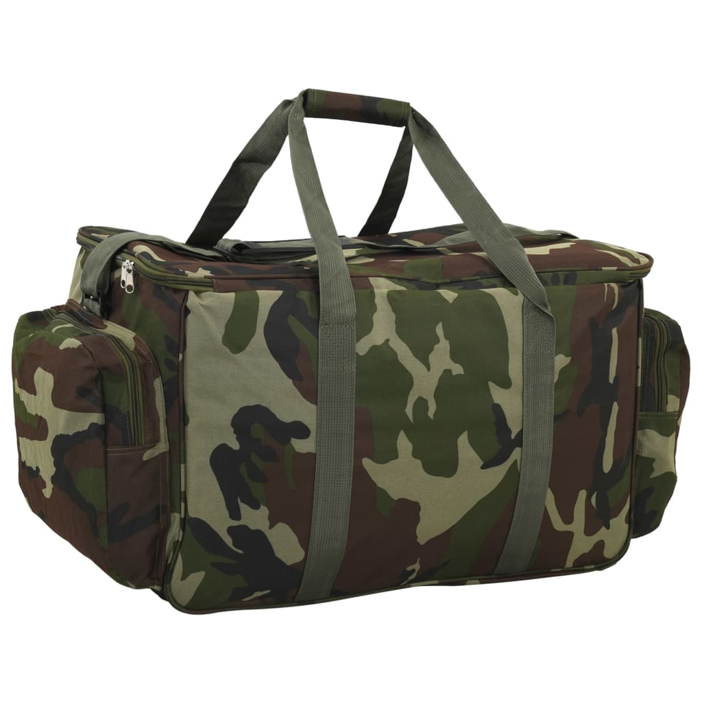vidaXL Angeltasche Angeltasche wasserdicht isoliert tarnfleck 57x35x34 cm Anglertasche FischertascheGrüne Tarnfarben Oxford-Gewebe