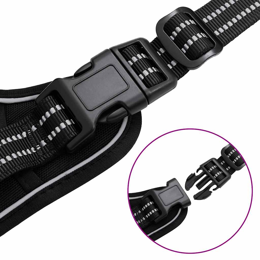 Hundegeschirr mit Leine & Halsband Verstellbar Schwarz XL Sicherheitsgeschirr