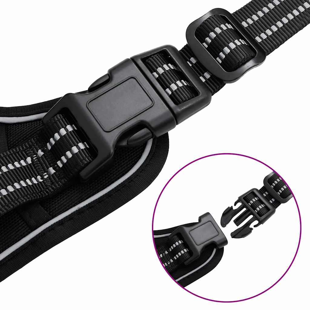 Hundegeschirr mit Leine & Halsband Verstellbar Schwarz S Sicherheitsgeschirr