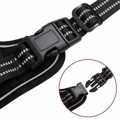 Hundegeschirr mit Leine & Halsband Verstellbar Schwarz S Sicherheitsgeschirr