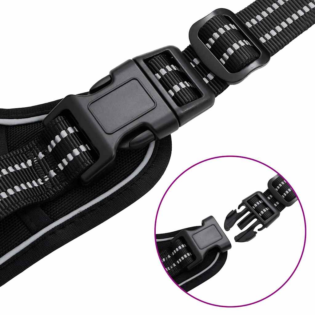 Hundegeschirr mit Leine & Halsband Verstellbar Schwarz L Sicherheitsgeschirr