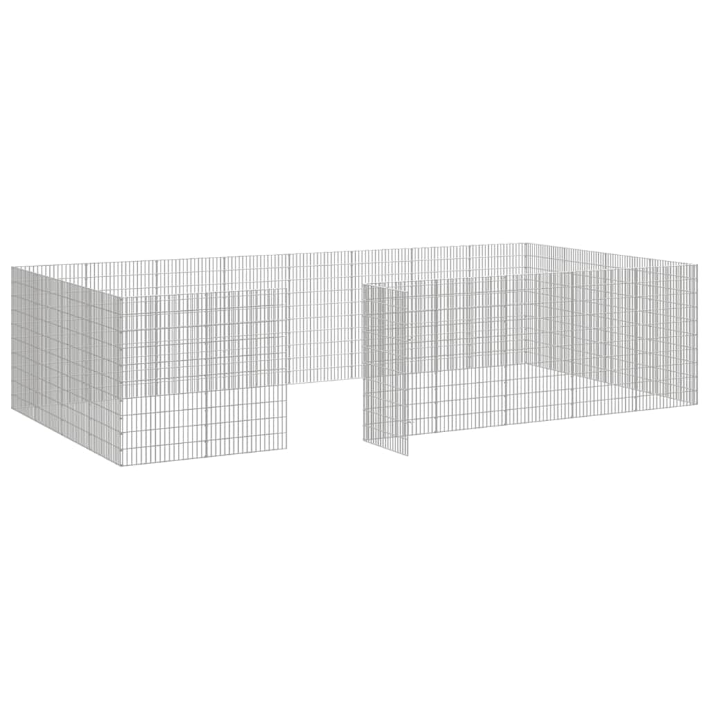 Freilaufgehege 24-teilig 54x100 cm Verzinktes Eisen Freilauf Auslauf Außengehege