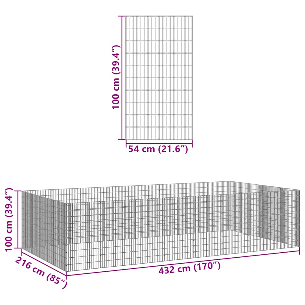 Freilaufgehege 24-teilig 54x100 cm Verzinktes Eisen Freilauf Auslauf Außengehege