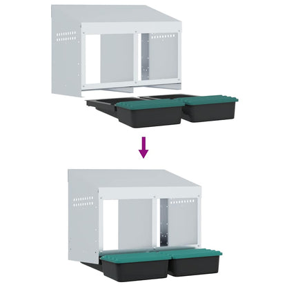Legenest Hühner-Nistkasten 2 Fächer Wandmontage Verzinkter Stahl Abrollnest