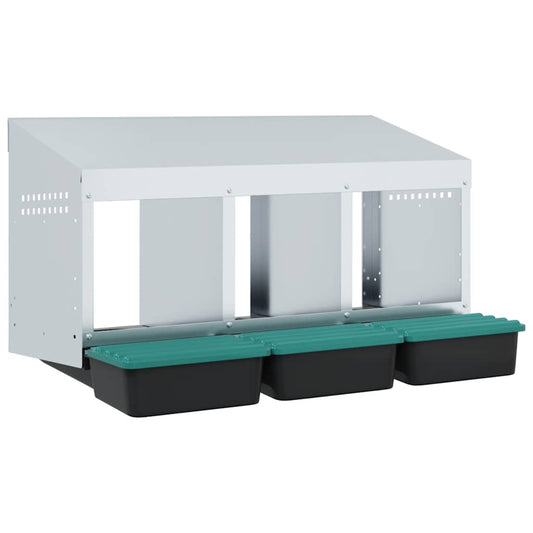 Legenest Hühner-Nistkasten 3 Fächer Wandmontage Verzinkter Stahl Abrollnest