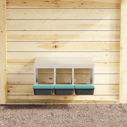 Legenest Hühner-Nistkasten 3 Fächer Wandmontage Verzinkter Stahl Abrollnest