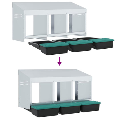Legenest Hühner-Nistkasten 3 Fächer Wandmontage Verzinkter Stahl Abrollnest