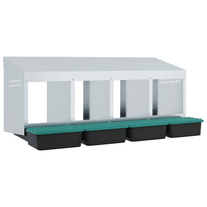 Legenest Hühner-Nistkasten 4 Fächer Wandmontage Verzinkter Stahl Abrollnest