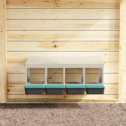 Legenest Hühner-Nistkasten 4 Fächer Wandmontage Verzinkter Stahl Abrollnest