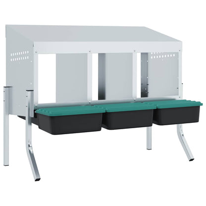 Legenest Hühner-Nistkasten 3 Fächer mit Beinen Verzinkter Stahl und PP Abrollnest