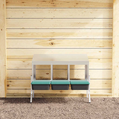 Legenest Hühner-Nistkasten 3 Fächer mit Beinen Verzinkter Stahl und PP Abrollnest