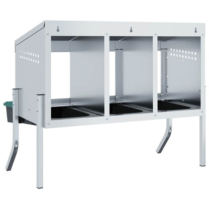 Legenest Hühner-Nistkasten 3 Fächer mit Beinen Verzinkter Stahl und PP Abrollnest