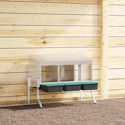 Legenest Hühner-Nistkasten 3 Fächer mit Beinen Verzinkter Stahl und PP Abrollnest