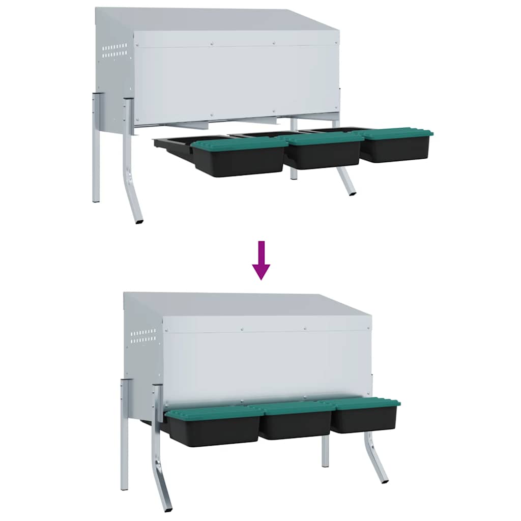 Abrollnest Hühner 3-fach Legenest Metall 83,5x50x68 cm höhenverstellbar