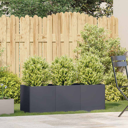 Raised garden bed planter, anthracite, 120x40x40 cm, cold-rolled steel.